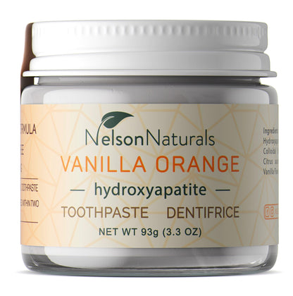 Nelson Naturals Hydroxyapatite Toothpaste 3.3 oz - Vanilla Orange Flavor - Remineralizing & Detoxifying