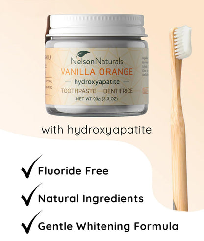 Nelson Naturals Hydroxyapatite Toothpaste 3.3 oz - Vanilla Orange Flavor - Remineralizing & Detoxifying