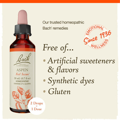 Bach Aspen Original Flower Remedy – Feel Secure, Emotional Balance (20mL)