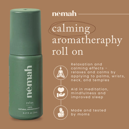 Nemah - Aromatherapy Roll On | Calming Essential Oil Blend with Bergamot, Neroli & Sandalwood - 0.17 fl oz | Vegan & Cruelty-Free