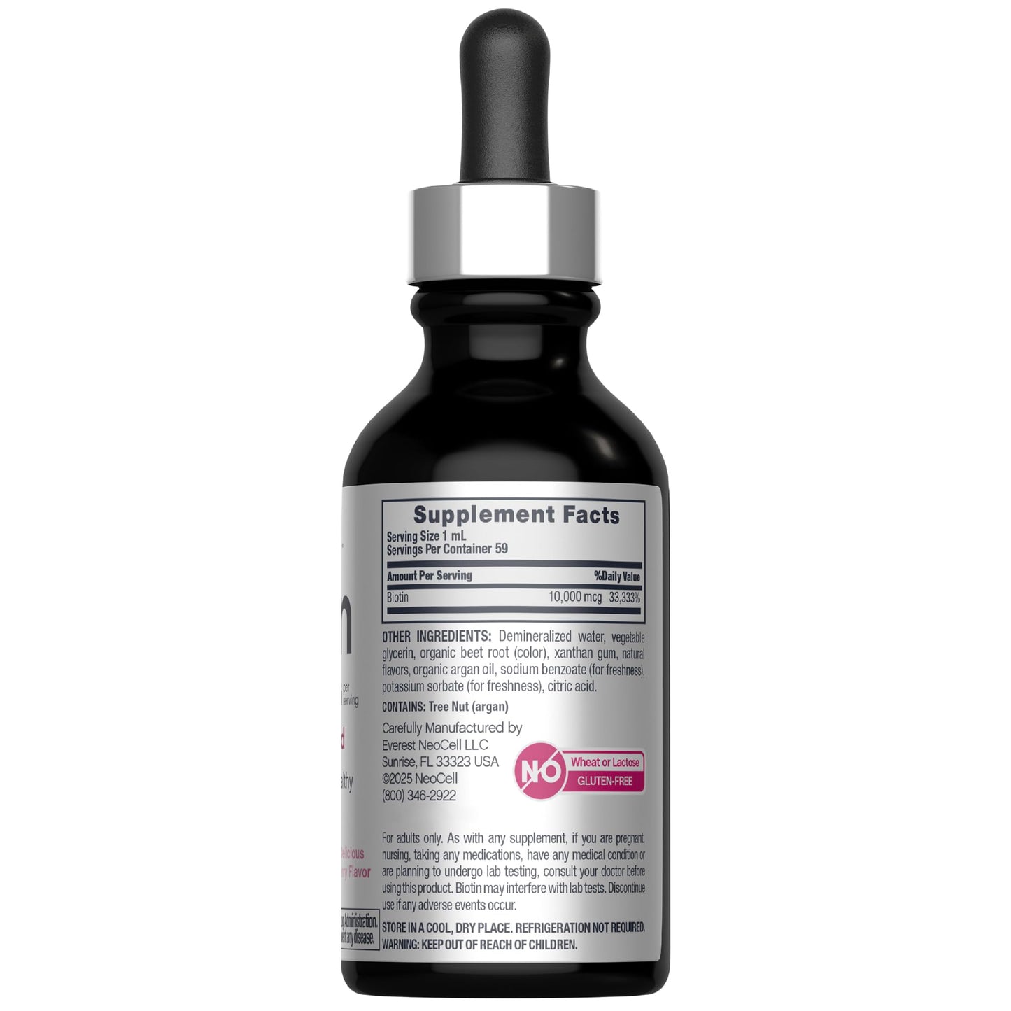 NeoCell Biotin Liquid Drops 10000mcg – 2oz Berry Flavor | Hair, Skin & Nails