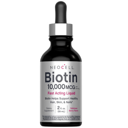 NeoCell Biotin Liquid Drops 10000mcg – 2oz Berry Flavor | Hair, Skin & Nails