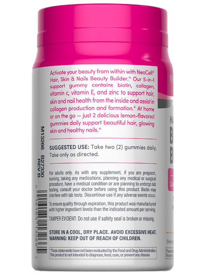 NeoCell Hair, Skin & Nails Gummies – Collagen, Biotin & Vitamin C (60 Count, Lemon)