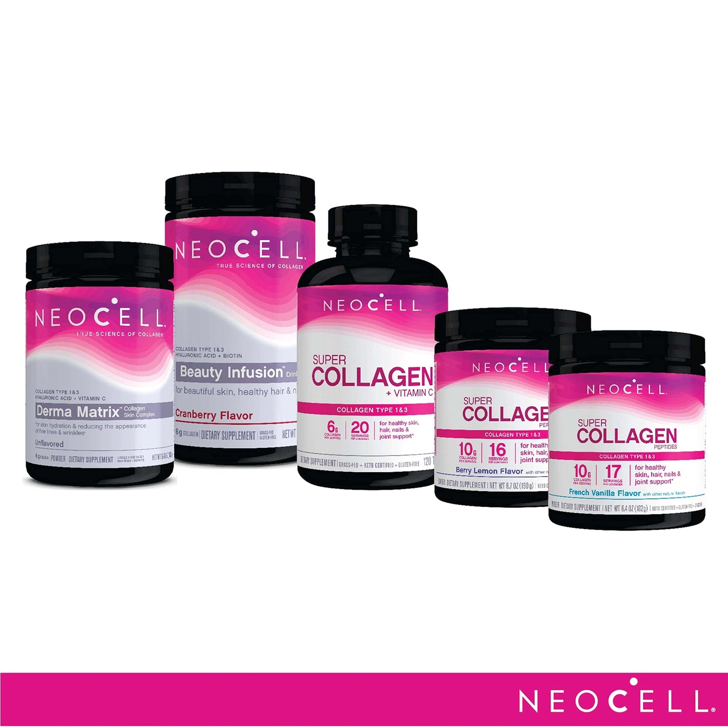 NeoCell Collagen Beauty Infusion with Biotin – Cranberry Powder, 11.6 oz