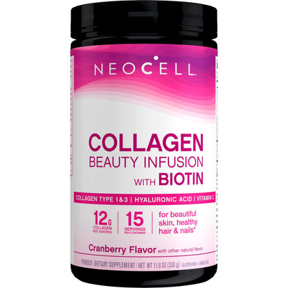 NeoCell Collagen Beauty Infusion with Biotin – Cranberry Powder, 11.6 oz