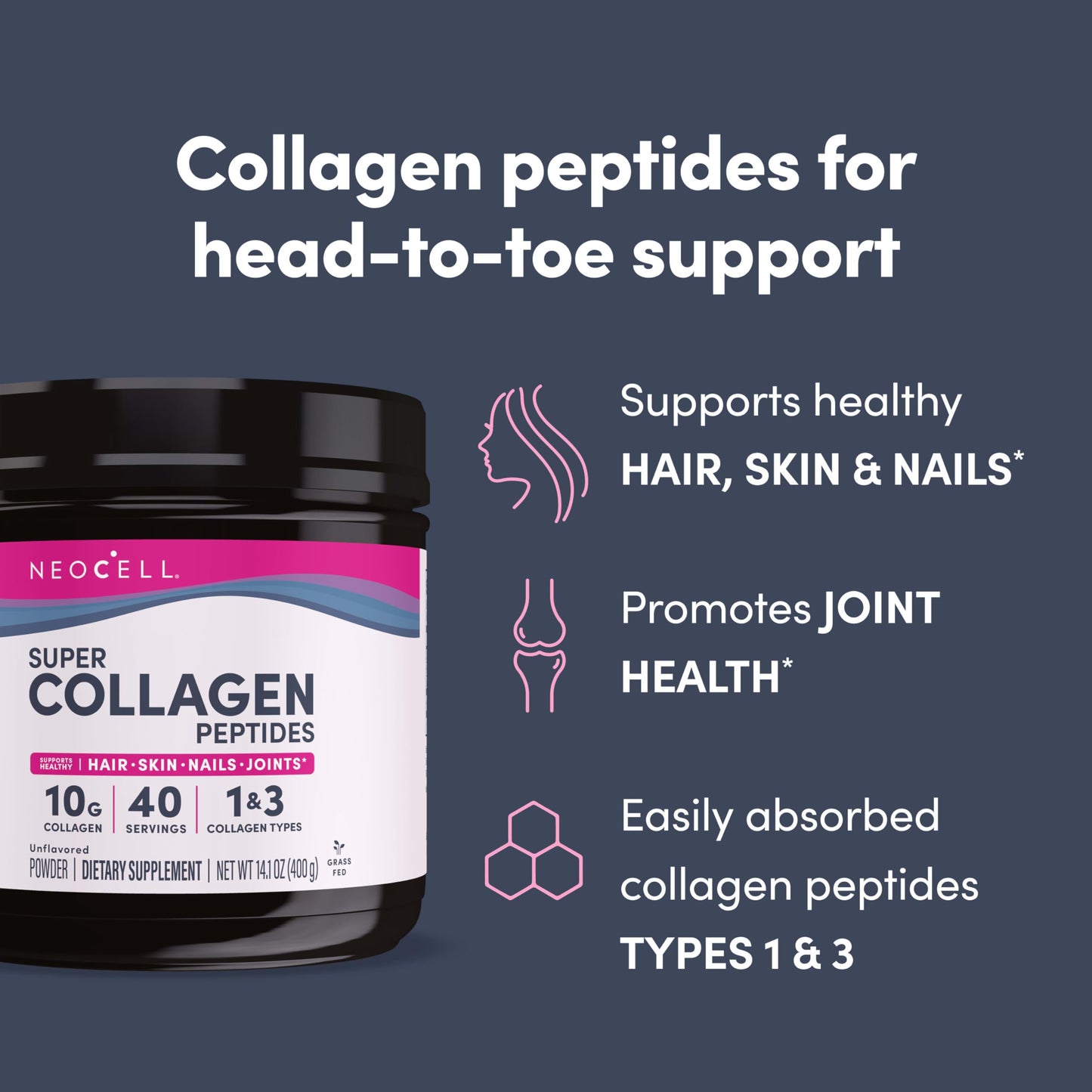NeoCell Super Collagen Peptides – 10 g per Serving, Gluten Free, Keto, Non-GMO