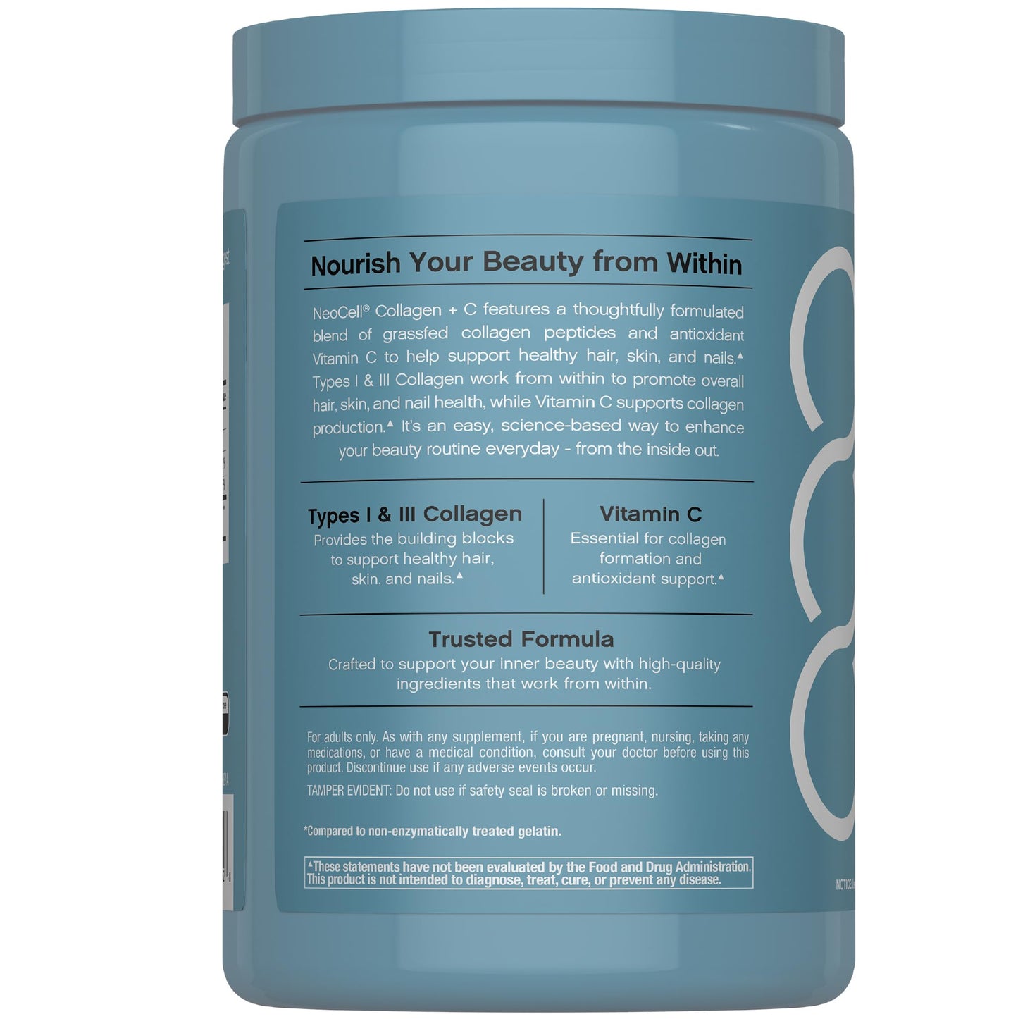 NeoCell Grass Fed Collagen Peptides 400 Caplets – Types I & III + Vitamin C