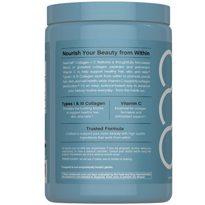 NeoCell Grass Fed Collagen Peptides 400 Caplets – Types I & III + Vitamin C