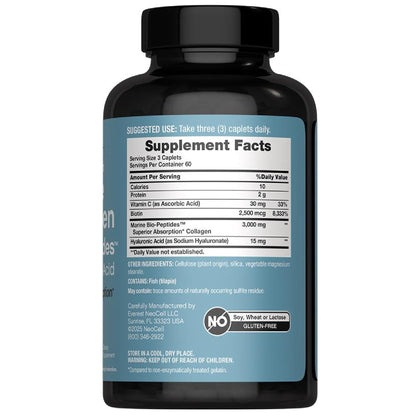 NeoCell Marine Collagen Peptides – 180 Caplets with Hyaluronic Acid
