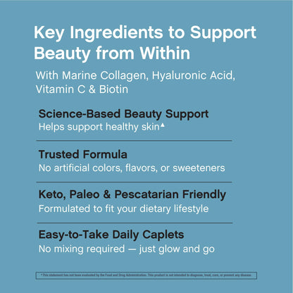NeoCell Marine Collagen Peptides – 180 Caplets with Hyaluronic Acid