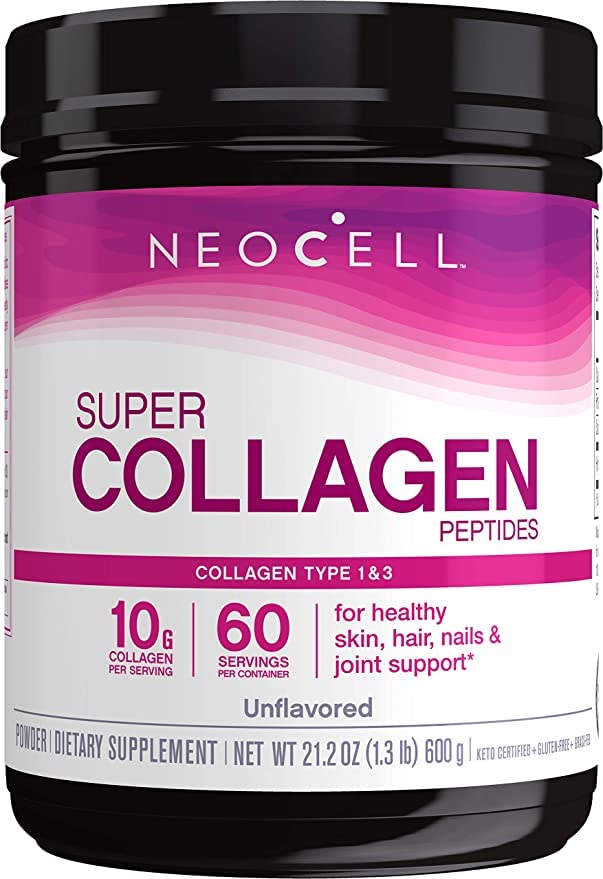 NeoCell Super Collagen Peptides – Grass-Fed Type 1 & 3, Unflavored, 21.2 oz