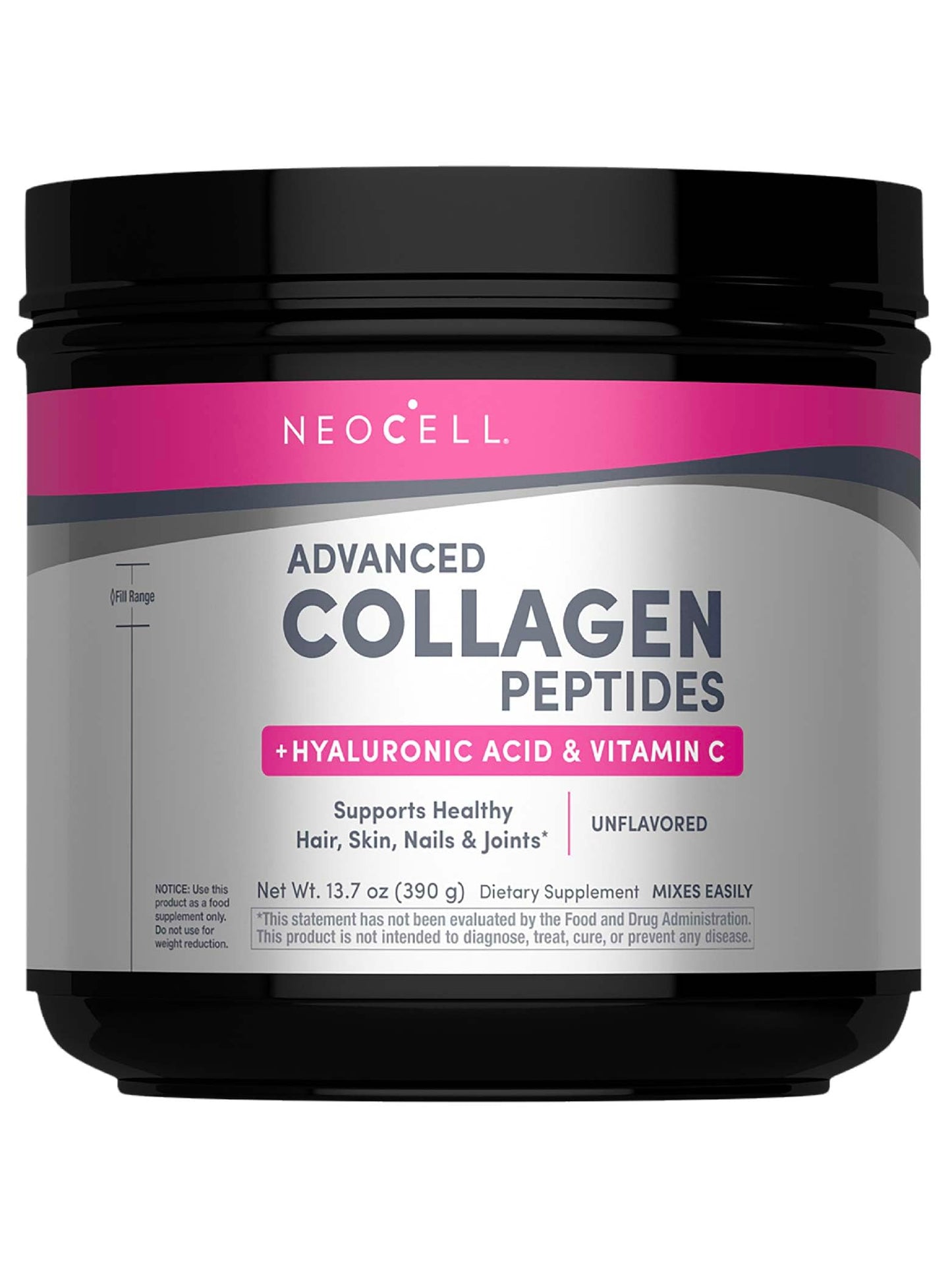 NeoCell Super Collagen Peptides – 13.7 oz | Grass-Fed Bovine | Hyaluronic Acid & Vitamin C