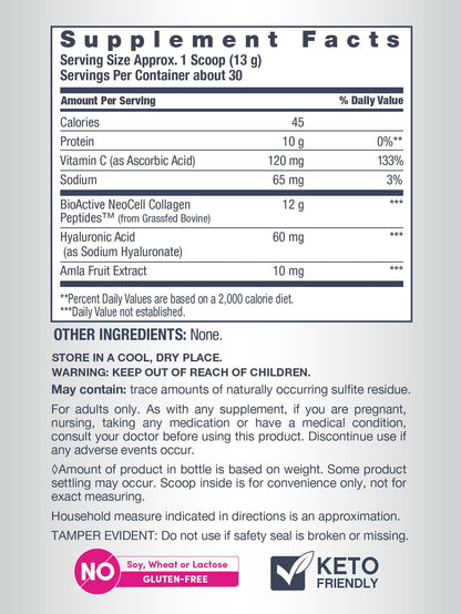 NeoCell Super Collagen Peptides – 13.7 oz | Grass-Fed Bovine | Hyaluronic Acid & Vitamin C
