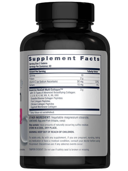 NeoCell Super Multi Collagen Peptides – 120 Tablets | 10 Types of Collagen | Skin, Hair & Nails