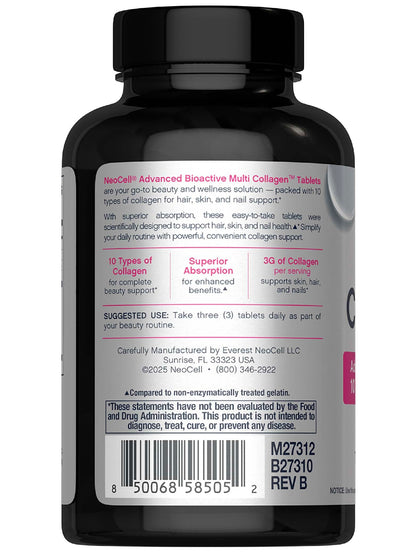 NeoCell Super Multi Collagen Peptides – 120 Tablets | 10 Types of Collagen | Skin, Hair & Nails