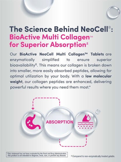 NeoCell Super Multi Collagen Peptides – 120 Tablets | 10 Types of Collagen | Skin, Hair & Nails