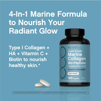 NeoCell Marine Collagen Peptides – 180 Caplets with Hyaluronic Acid