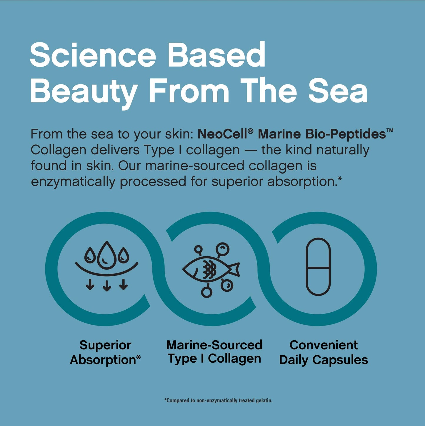 NeoCell Marine Collagen Peptides Capsules | 300 Pills | Hyaluronic Acid + Vitamin C