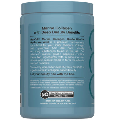 NeoCell Marine Collagen Peptides Capsules | 300 Pills | Hyaluronic Acid + Vitamin C