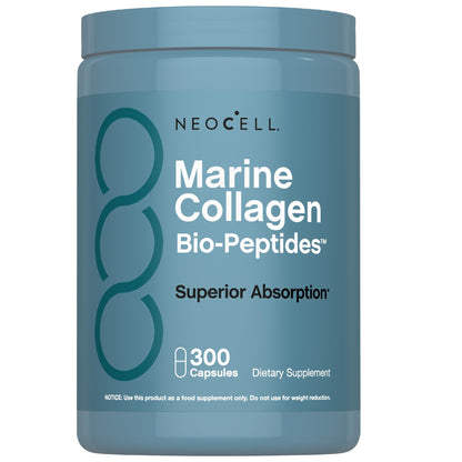 NeoCell Marine Collagen Peptides Capsules | 300 Pills | Hyaluronic Acid + Vitamin C