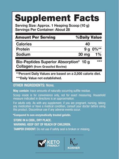 NeoCell Collagen Bio-Peptides Powder - 10oz | Grass-Fed, 18 Essential Amino Acids