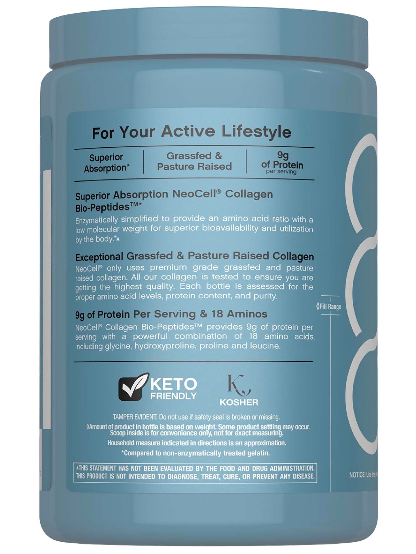 NeoCell Collagen Bio-Peptides Powder - 10oz | Grass-Fed, 18 Essential Amino Acids