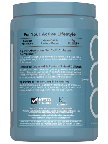 NeoCell Collagen Bio-Peptides Powder - 10oz | Grass-Fed, 18 Essential Amino Acids