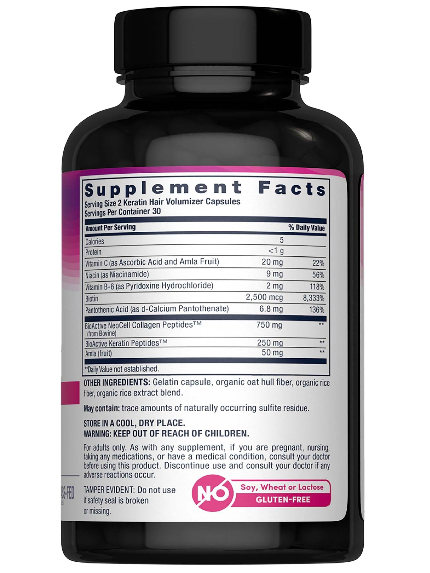 NeoCell Keratin Hair Volumizer with Collagen, Amla Extract & Vitamin C | Hair & Skin Supplement | 60 Count