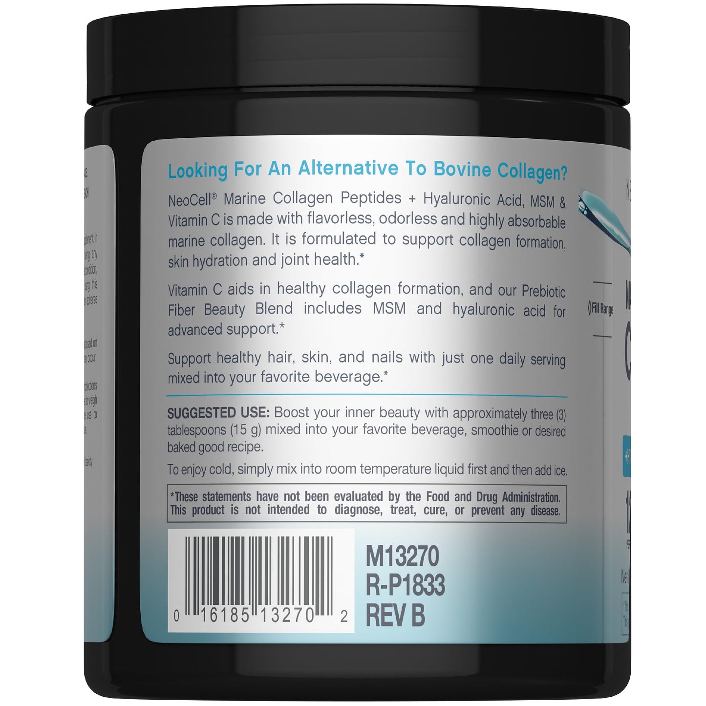 NeoCell Marine Collagen – Unflavored Powder with Hyaluronic Acid, MSM & Vitamin C | 7 oz Canister