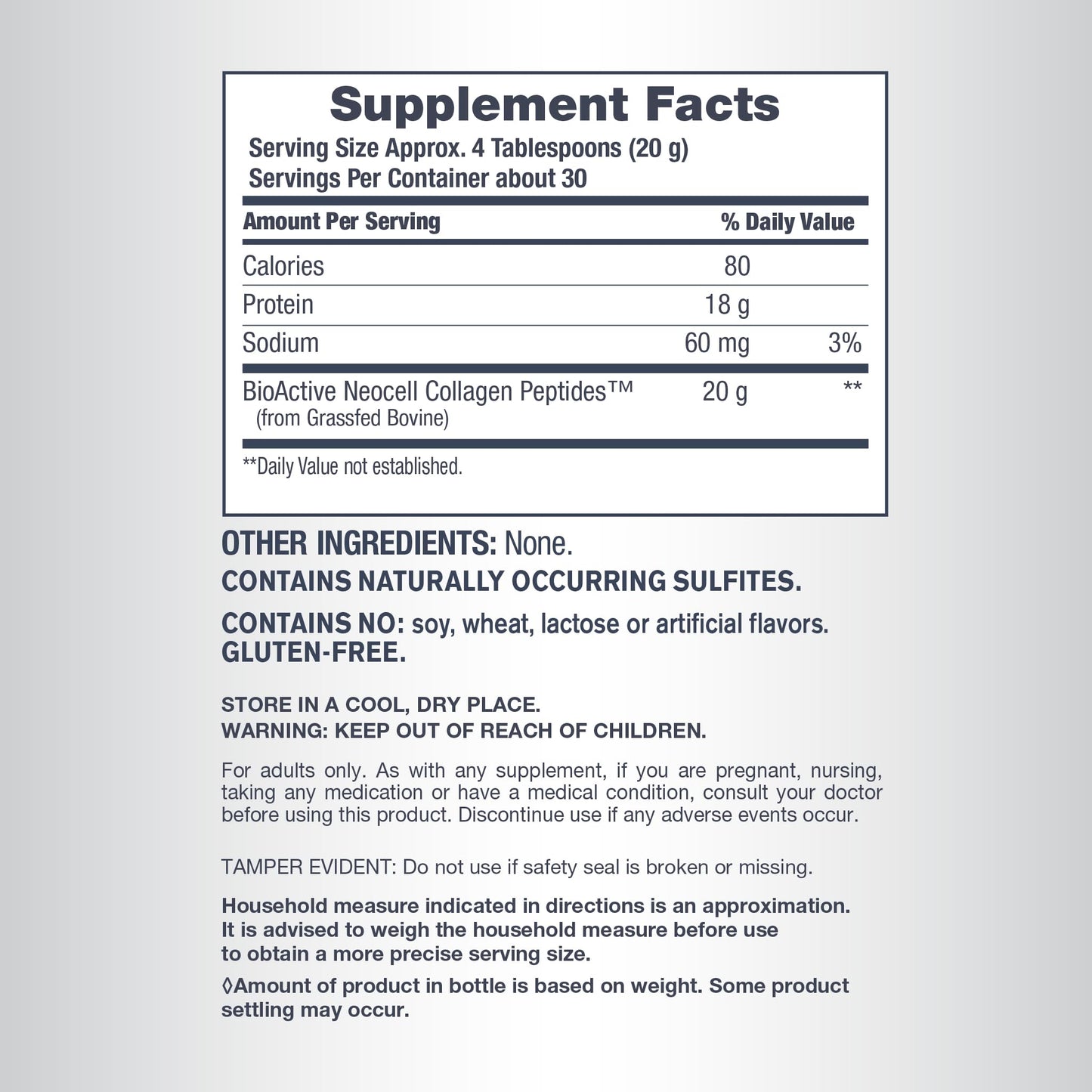 NeoCell Super Collagen Peptides - Unflavored Powder (21.2 oz, 1 Canister)