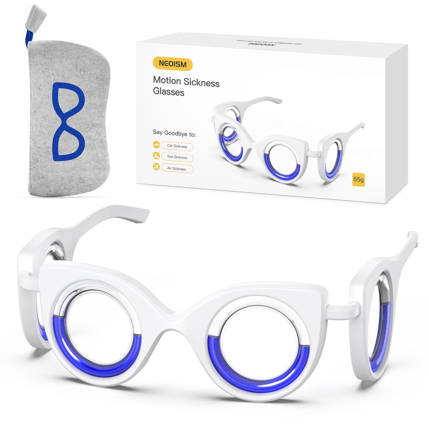 NEOISM Motion Sickness Glasses – Portable Car Sickness Glasses for Adults & Kids