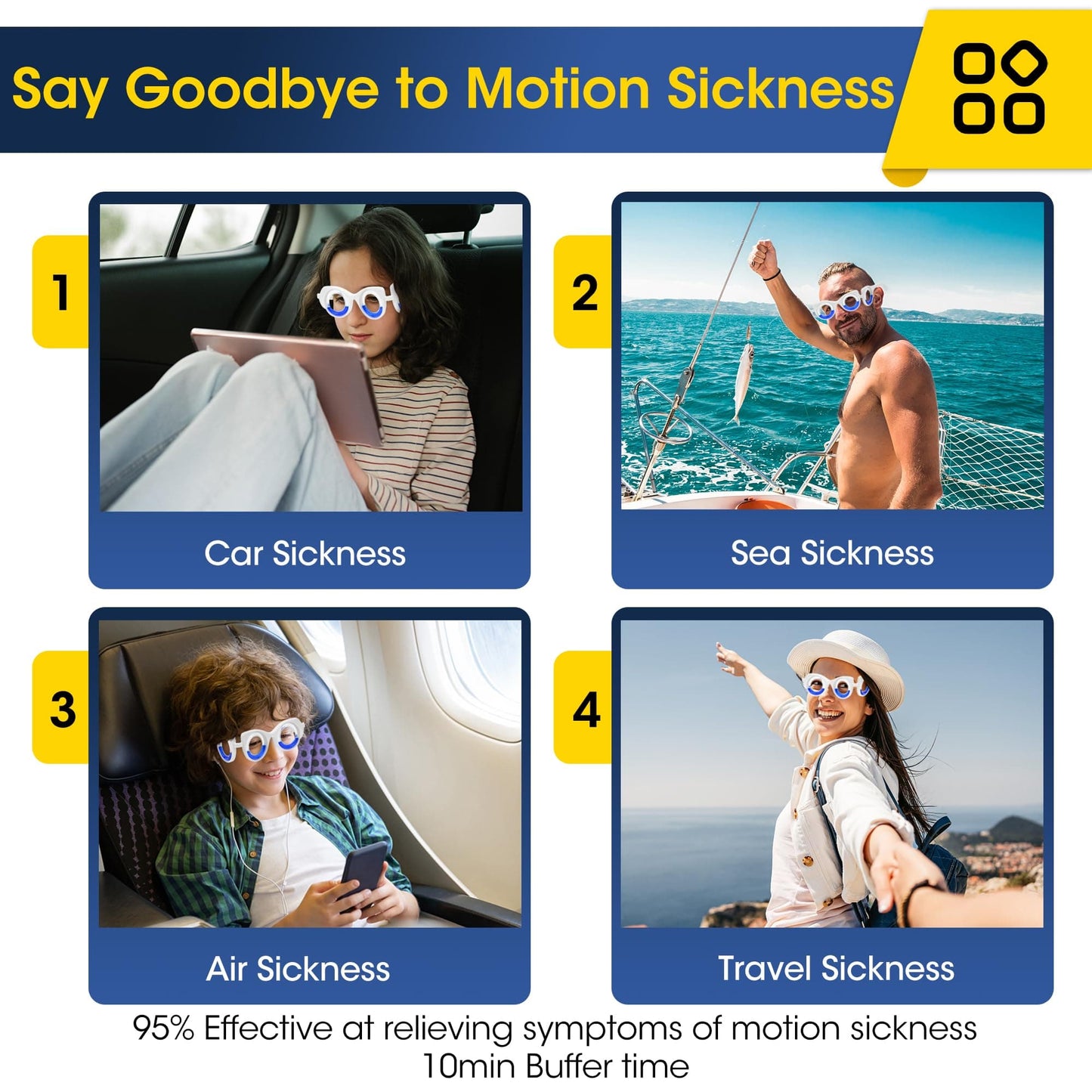 NEOISM Motion Sickness Glasses – Portable, Stabilizing Travel Glasses for Cars, Planes & Boats