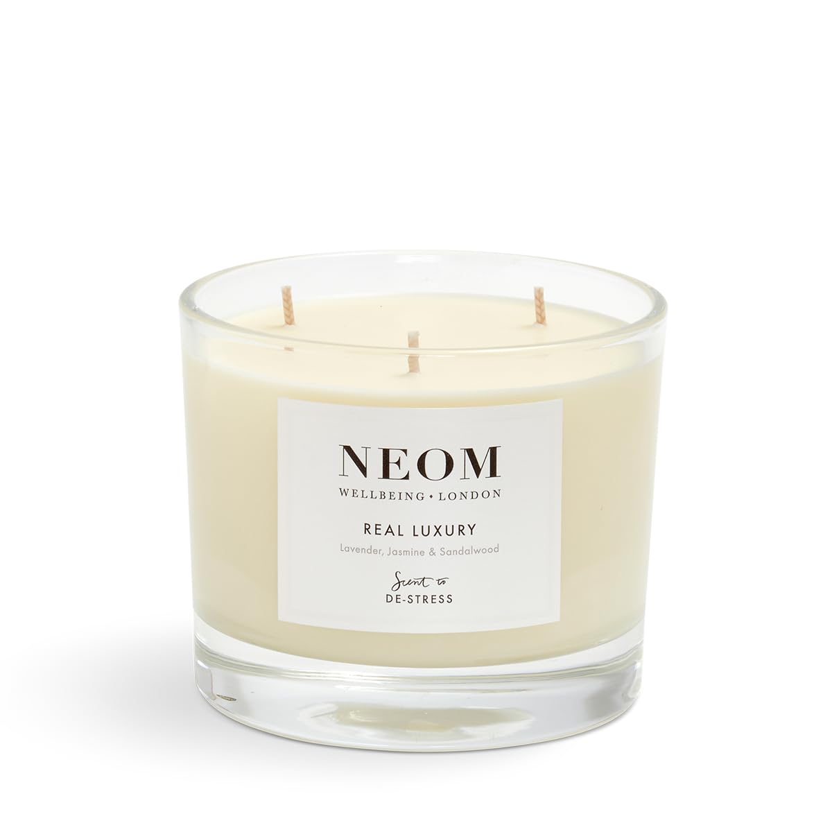 NEOM 3 Wick Candle – Lavender, Jasmine & Sandalwood | Luxury Aromatherapy & De-Stress Scent