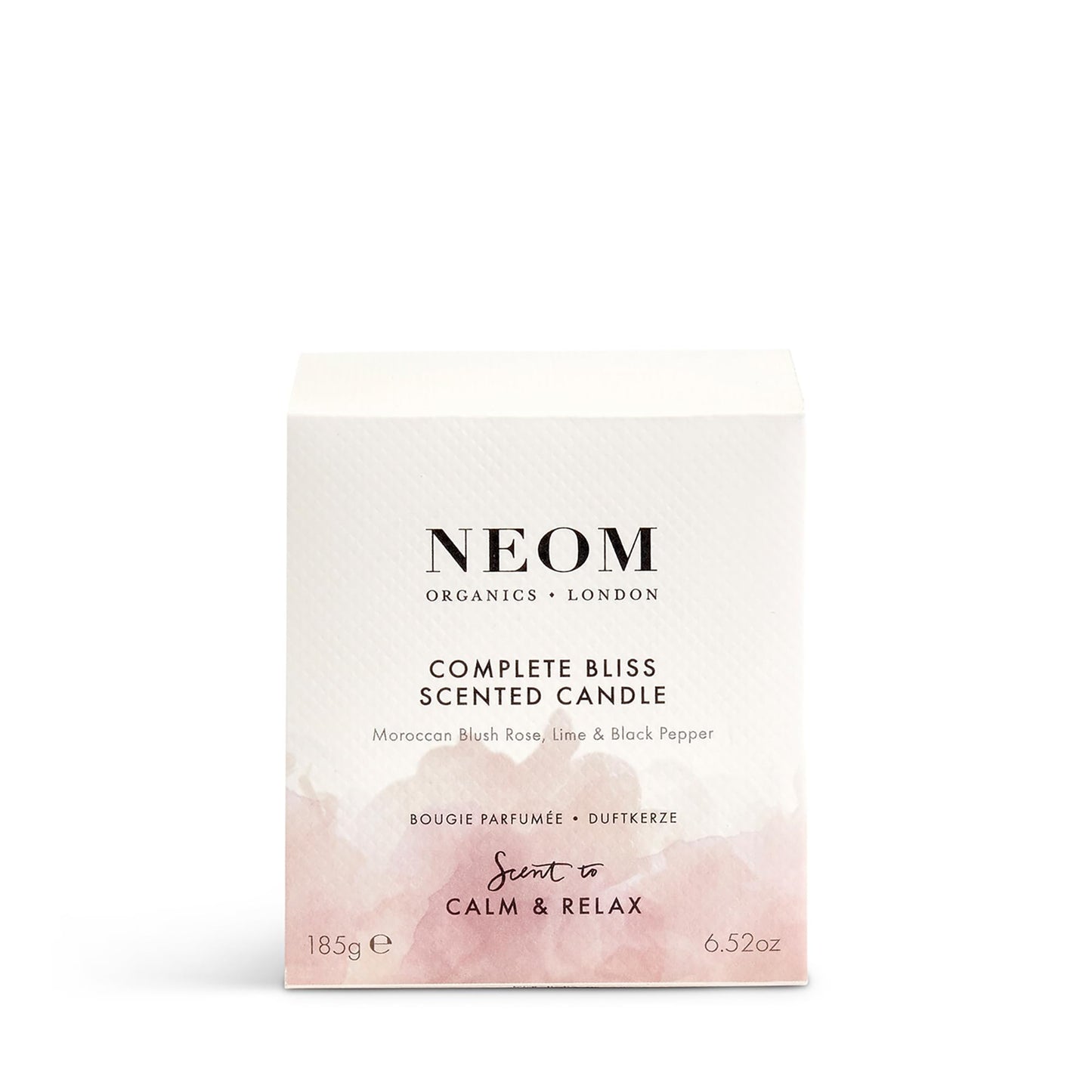 NEOM Complete Bliss Candle – 1 Wick | Blush Rose, Lime & Black Pepper | Scent to De-Stress