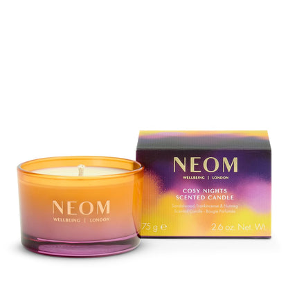NEOM Cosy Nights Candle Travel Size – Sandalwood, Frankincense & Nutmeg | 100% Natural Wax & Fragrances | Relaxing