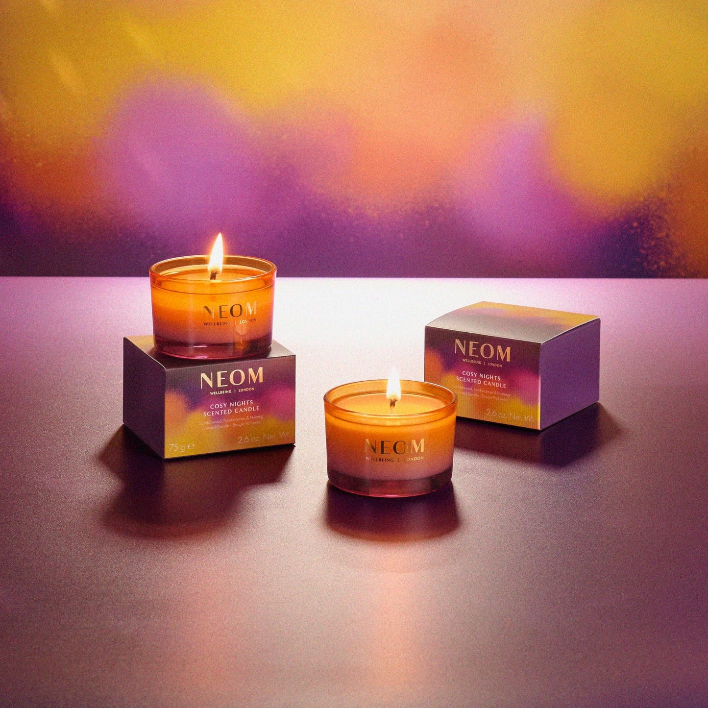 NEOM Cosy Nights Candle Travel Size – Sandalwood, Frankincense & Nutmeg | 100% Natural Wax & Fragrances | Relaxing