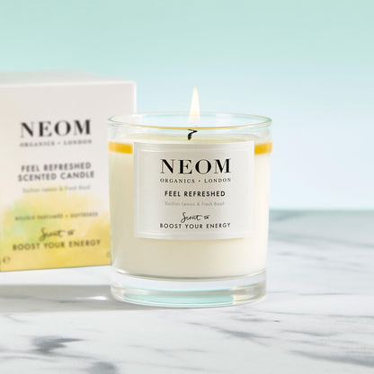 Neom Feel Refreshed Scented Candle | Lemon & Basil | 1 Wick, 185g, 35h Burn