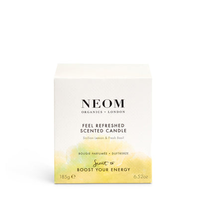 Neom Feel Refreshed Scented Candle | Lemon & Basil | 1 Wick, 185g, 35h Burn