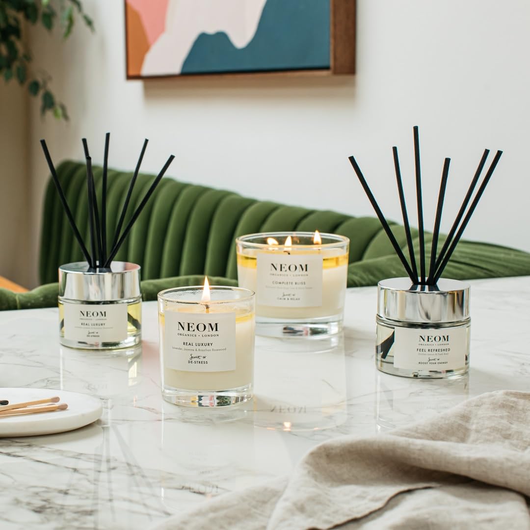 NEOM Feel Refreshed 3 Wick Candle - Lemon & Basil | Essential Oil Aromatherapy