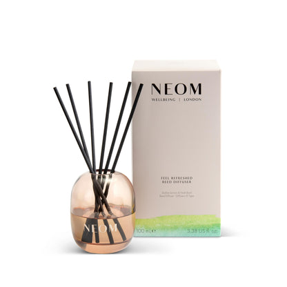 NEOM Feel Refreshed Reed Diffuser 100ml – Sicilian Lemon & Basil | 100% Natural Fragrances