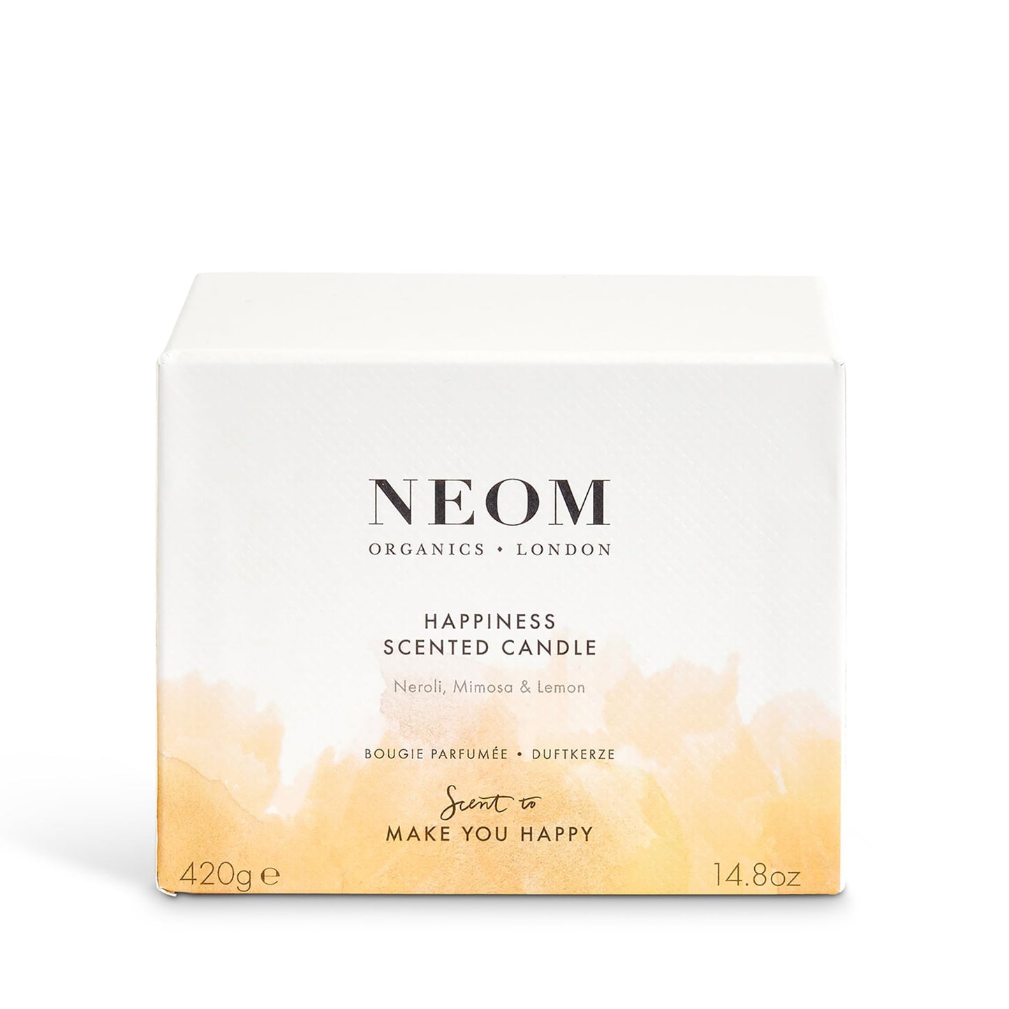 NEOM Happiness 3-Wick Scented Candle | Neroli, Mimosa & Lemon – Essential Oil Aromatherapy