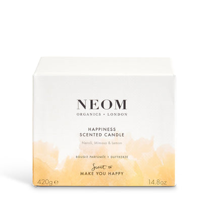 NEOM Happiness 3-Wick Scented Candle | Neroli, Mimosa & Lemon – Essential Oil Aromatherapy