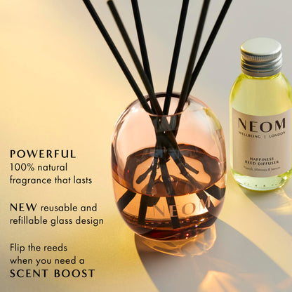 NEOM Happiness Reed Diffuser Refill 100ml – Neroli, Mimosa & Lemon | 12 Weeks | 100% Natural