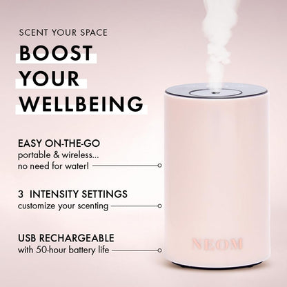 NEOM Portable Wellbeing Pod Mini Diffuser - Waterless, USB Rechargeable, Small Spaces