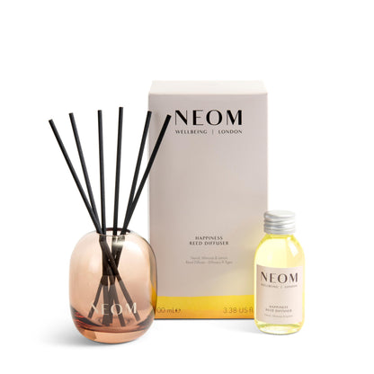 NEOM Happiness Reed Diffuser 100ml – Neroli, Mimosa & Lemon | 12 Weeks, 100% Natural & Refillable