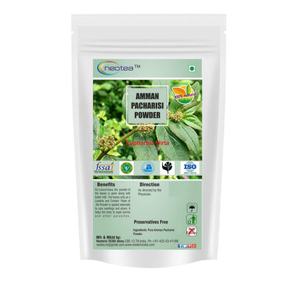 neotea Organic Euphorbia Hirta Powder | Amman Pacharisi | 300 GM (10.58 OZ) Pack of 1 | Premium Quality Herbal Supplement | 100% Pure and Natural | Boosts Immunity