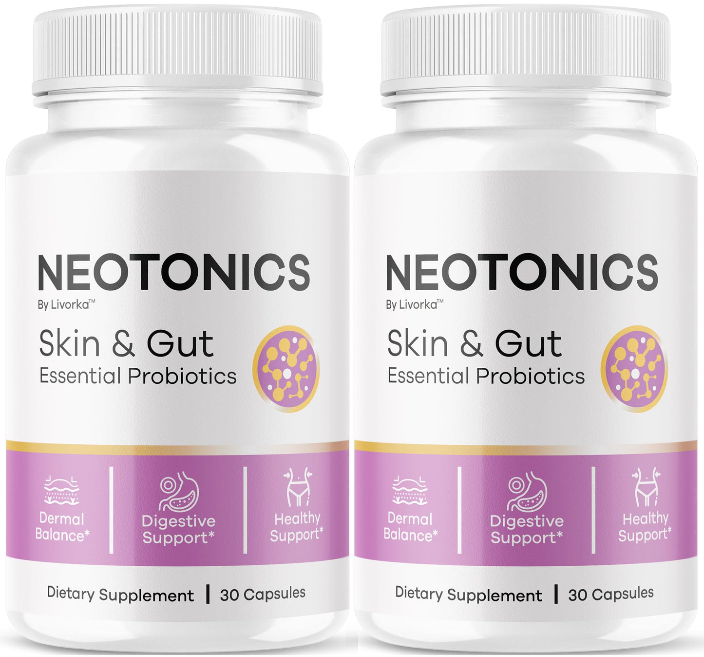 (2 Pack) Neotonics Capsules – Official Neotonics Skin & Gut Probiotics, 60 Capsules for 2 Months