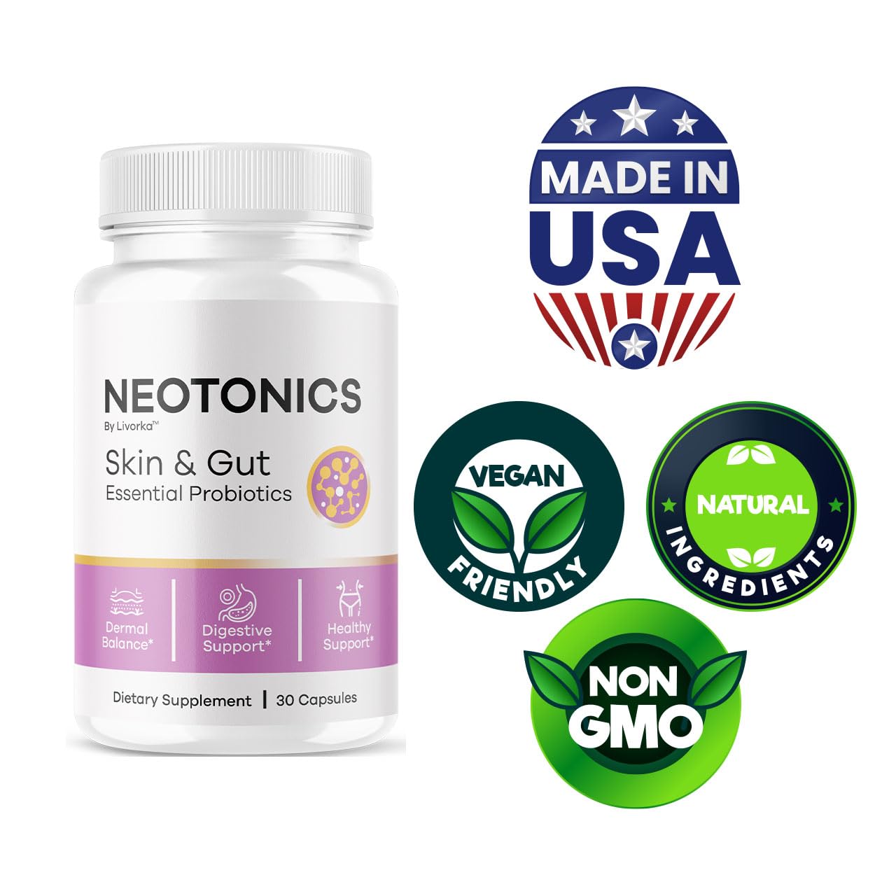 (5 Pack) Neotonics Capsules – Official Skin & Gut Probiotics, 150 Capsules