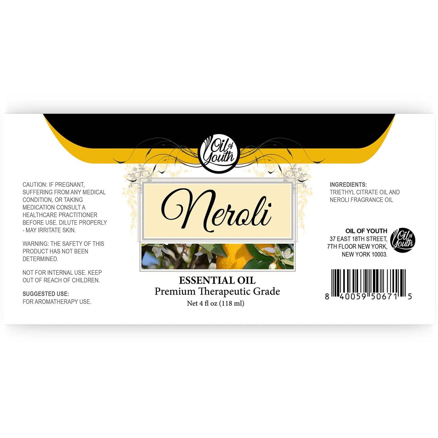 Oil of Youth Neroli Essential Oil – 4 fl oz Therapeutic Grade with Dropper