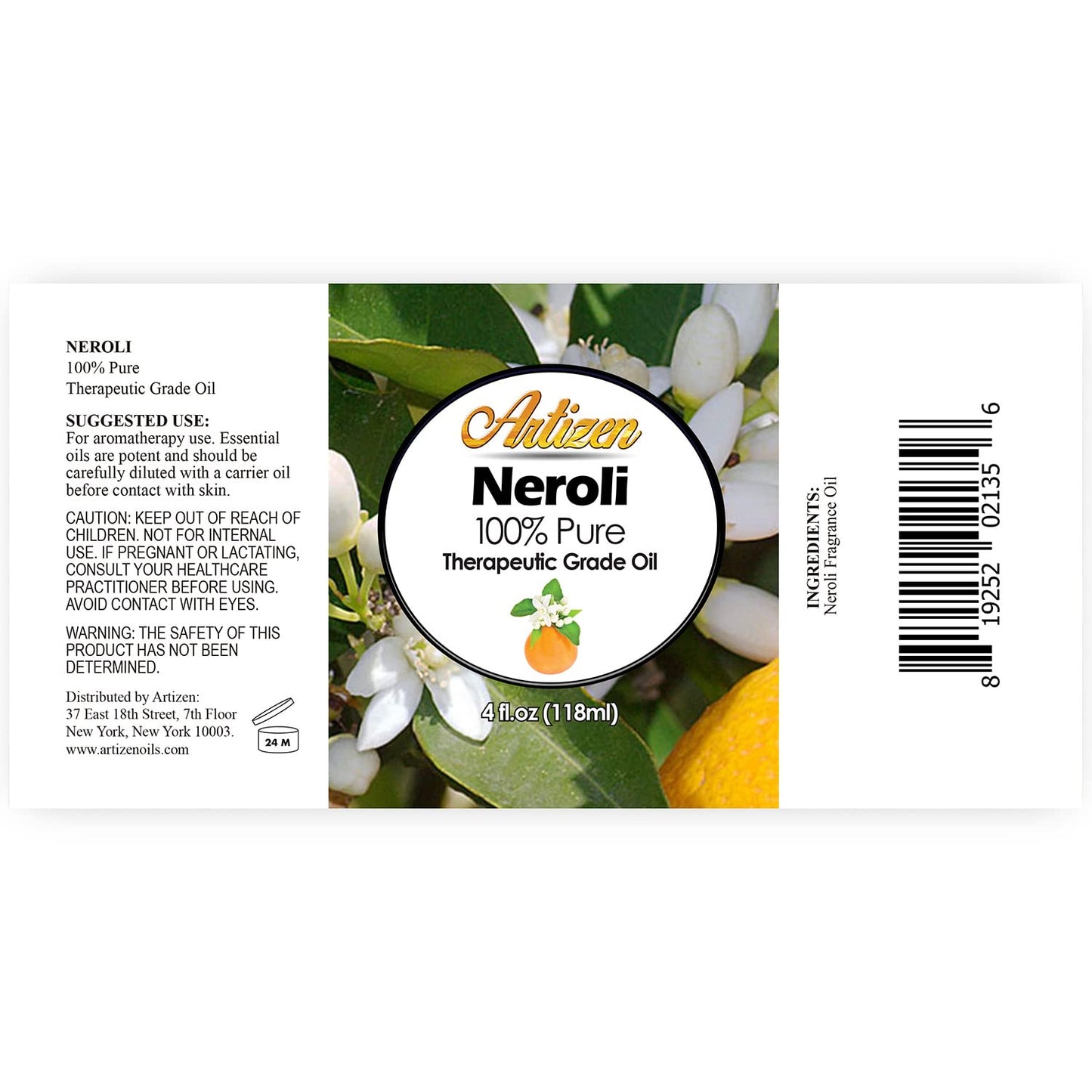 Artizen Neroli Essential Oil 4oz (120ml) – 100% Pure & Natural for Skin & Diffuser